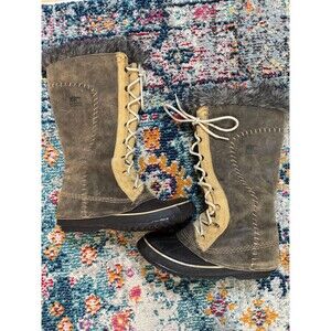 Sorel Cate‎ the Great Size 7 Tusk Stone Brown Leather Winter Boots NL1642-225